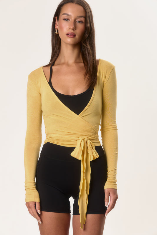 Soft Ballerina Wrap Top in Butter