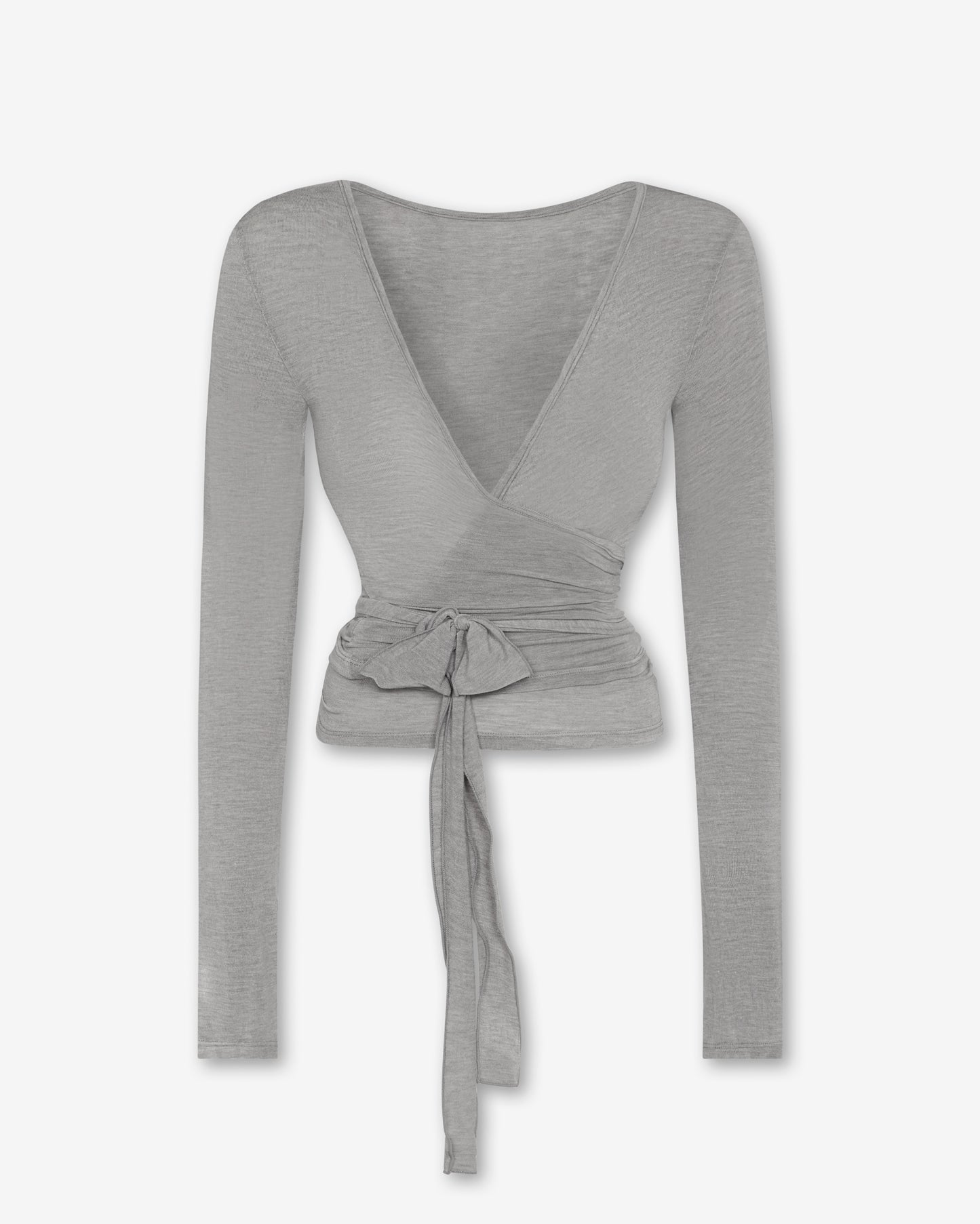 Soft Ballerina Wrap Top in Grey