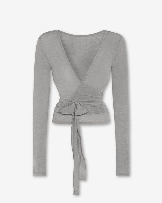 Soft Ballerina Wrap Top in Grey