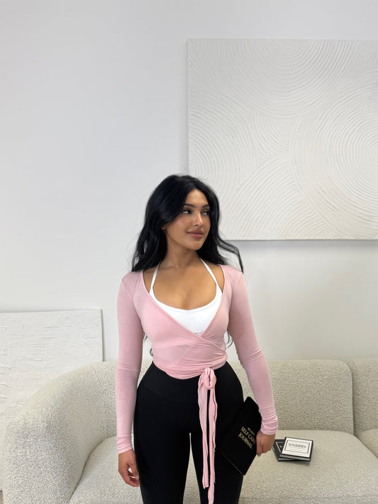 Soft Ballerina Wrap Top in Pink