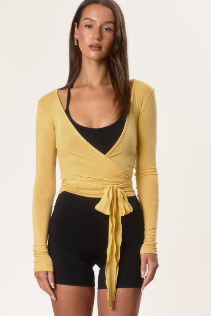 Sheer Ballerina Wrap Top in Butter