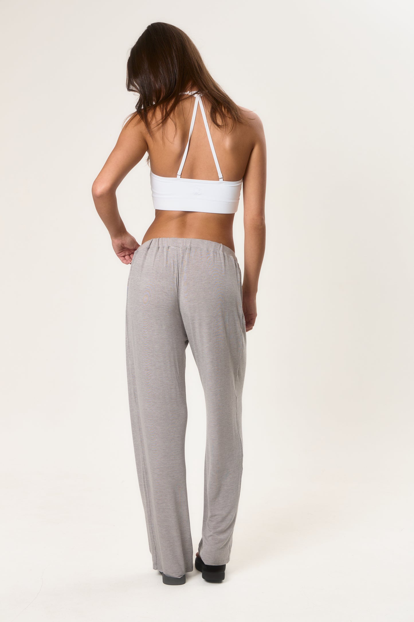 Sheer Low Rise Oversized Trouser in Grey