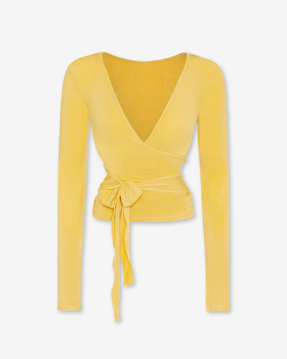 Sheer Ballerina Wrap Top in Butter